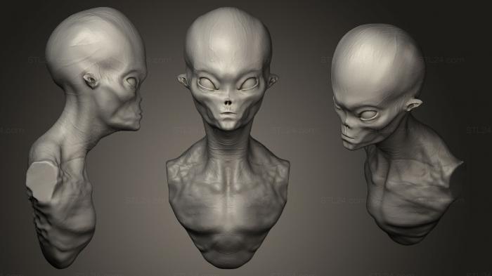 Бюсты монстры и герои (Инопланетянин (1), BUSTH_0461) 3D модель для ЧПУ станка